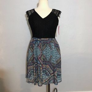 XHILARATION skater dress black geometric